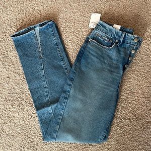 Good American Good Boy Long Twisted Slit Jeans - Size 6/28